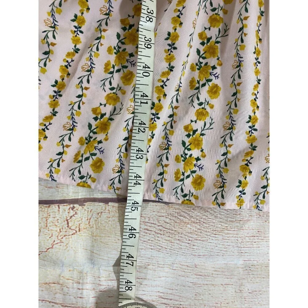 Melloday Women's Yellow Floral Teirred Midi Sleeveless Dress - Large - Picture 6 of 13